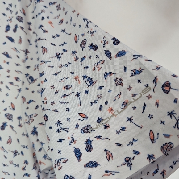 Jack Nicklaus Shirt Mens Large Polo White Pattern Short Sleeve Eco Choice Palm - Picture 10 of 11